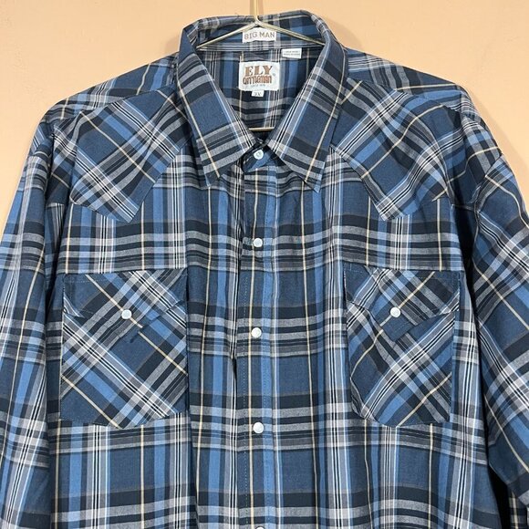 Ely Cattleman Big Man Long Sleeve Plaid Shirt - Picture 2 of 8